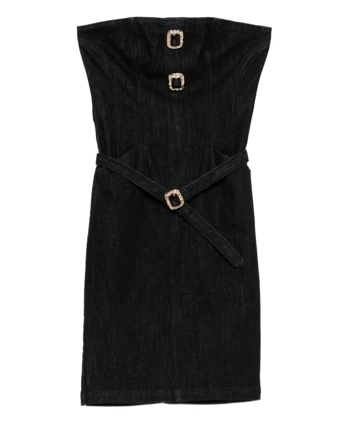 

Черное платье с застежкой-молнией и поясом Self Portrait, черный