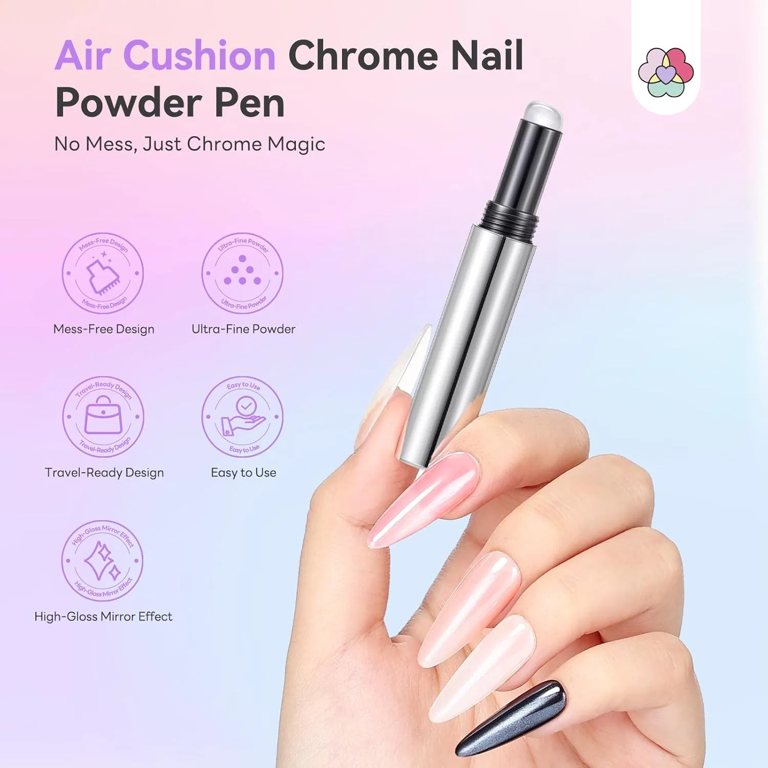 Ручка с хромовой пудрой для ногтей «Chrome Nail Powder Pen» от SAVILAND ‎Saviland — фото 2