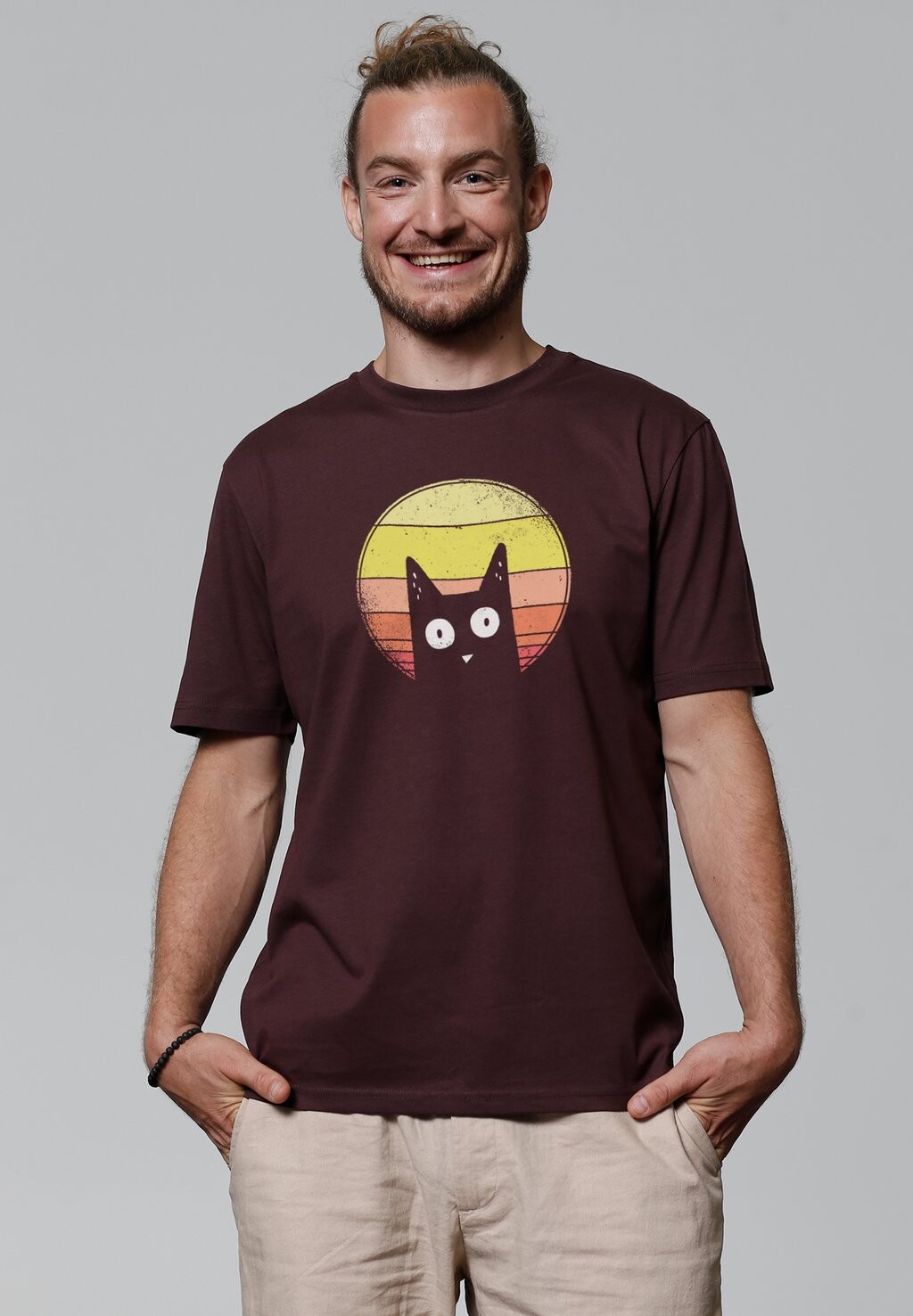 

Футболка с принтом SUNSET CAT watapparel, темно-красный