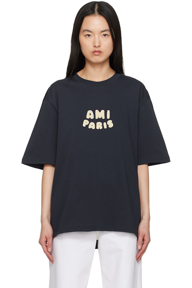 

Хлопковая футболка с нашивкой 'ami paris' Ami Paris, синий