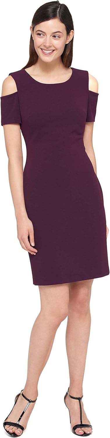Женское платье Tommy Hilfiger с открытыми плечами и короткими рукавами, Aubergine — фото 2