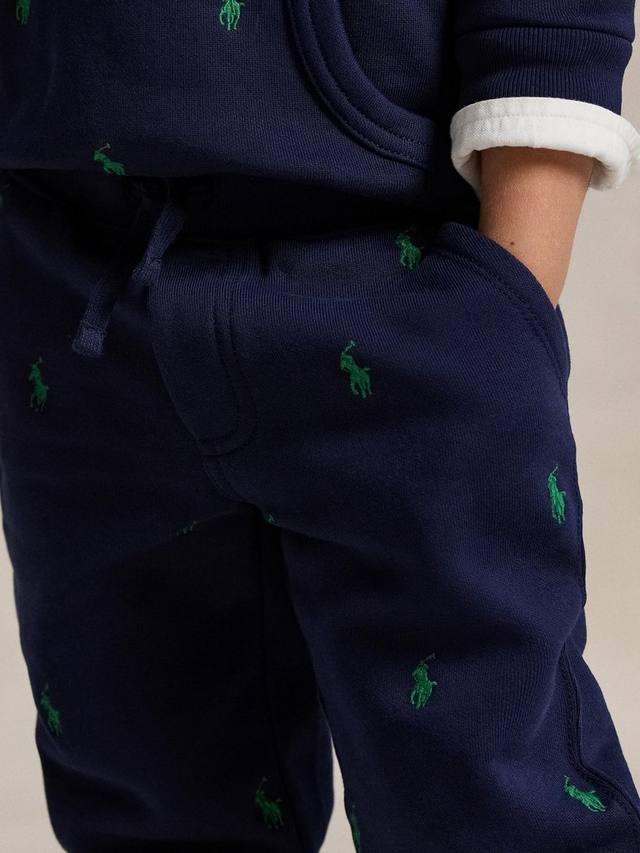 Детские джоггеры Polo Kids из хлопковой смеси с логотипом Ralph Lauren, Refined Navy — фото 3