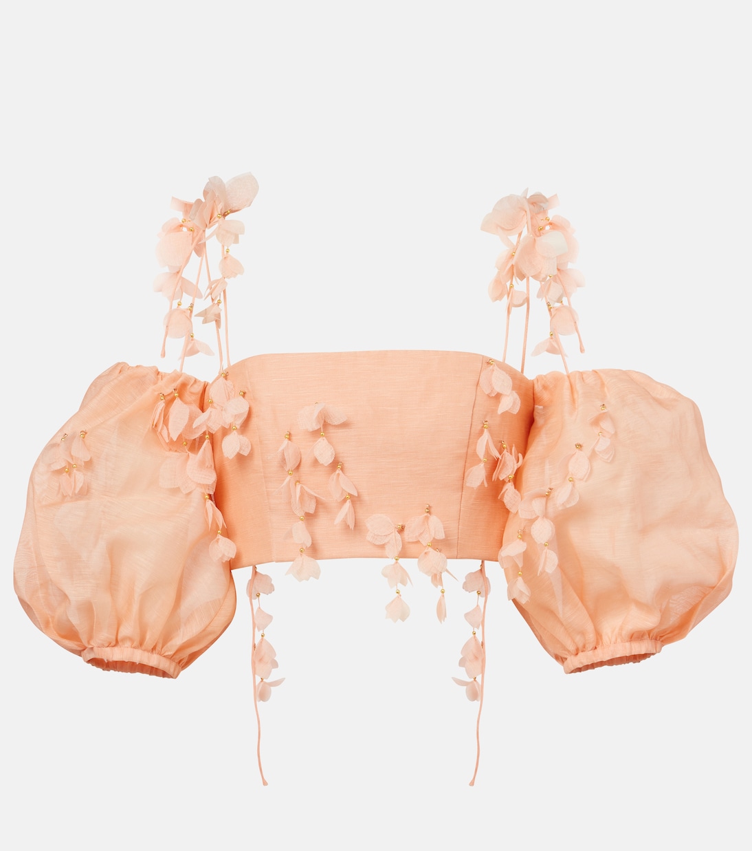 

Рассветный укороченный топ из льна и шелка Zimmermann, Coral