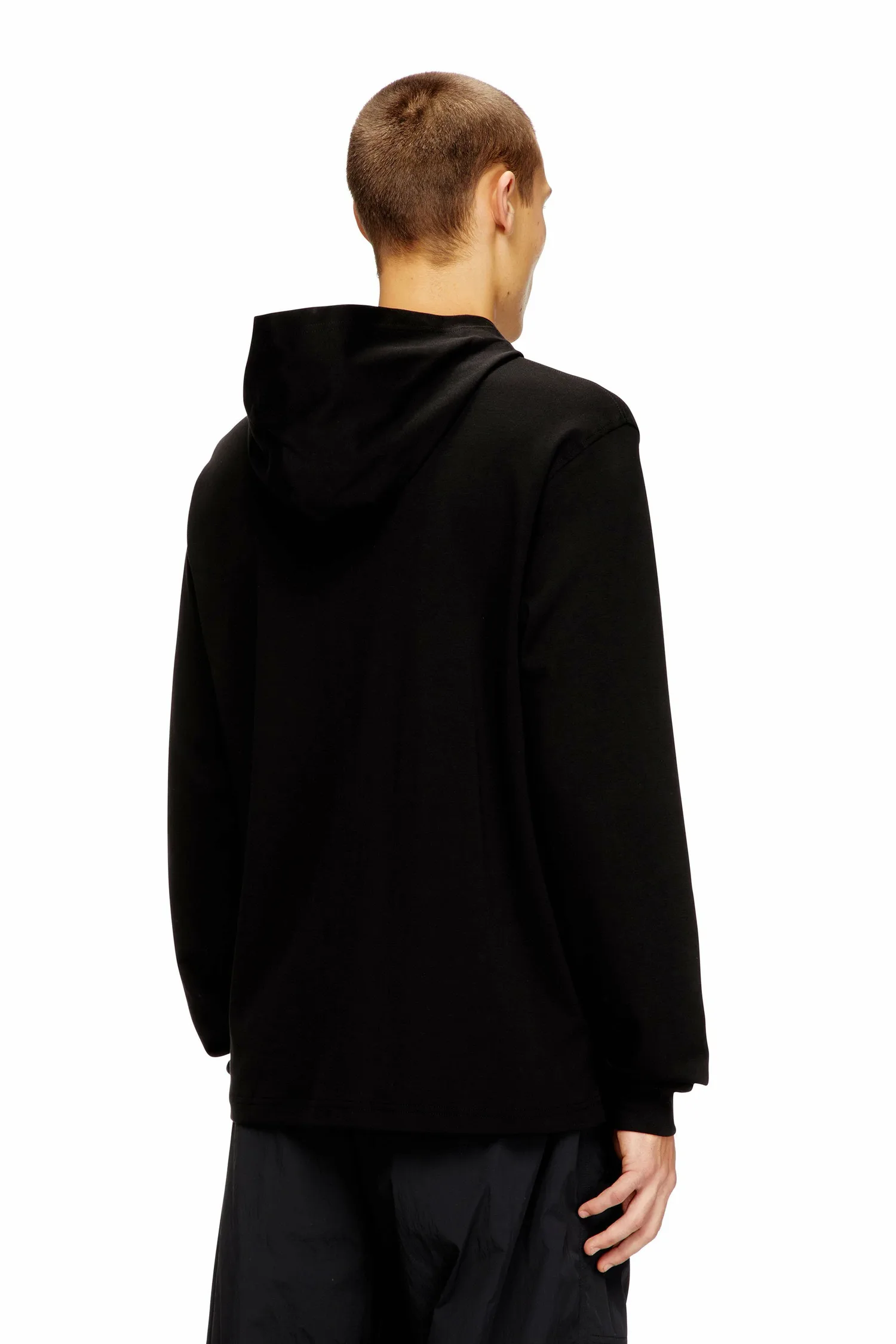 Мужская футболка с капюшоном и длинными рукавами T-BILL-LS-HOOD-MET Diesel, black — фото 3