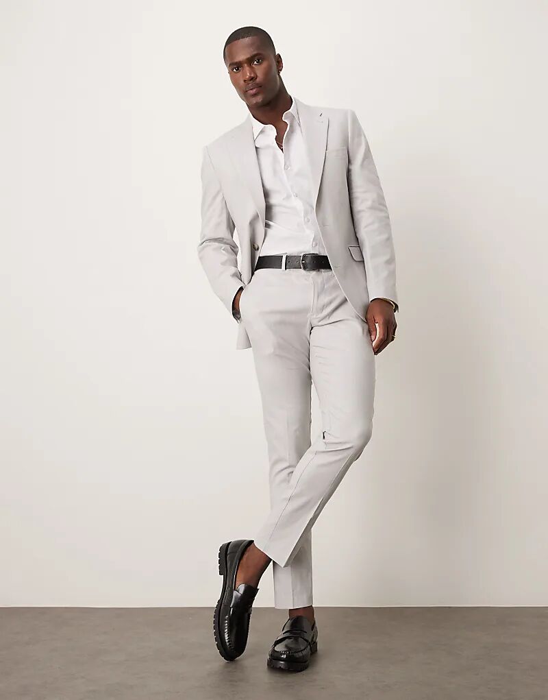 

Узкие брюки из льняной смеси ASOS DESIGN серого цвета