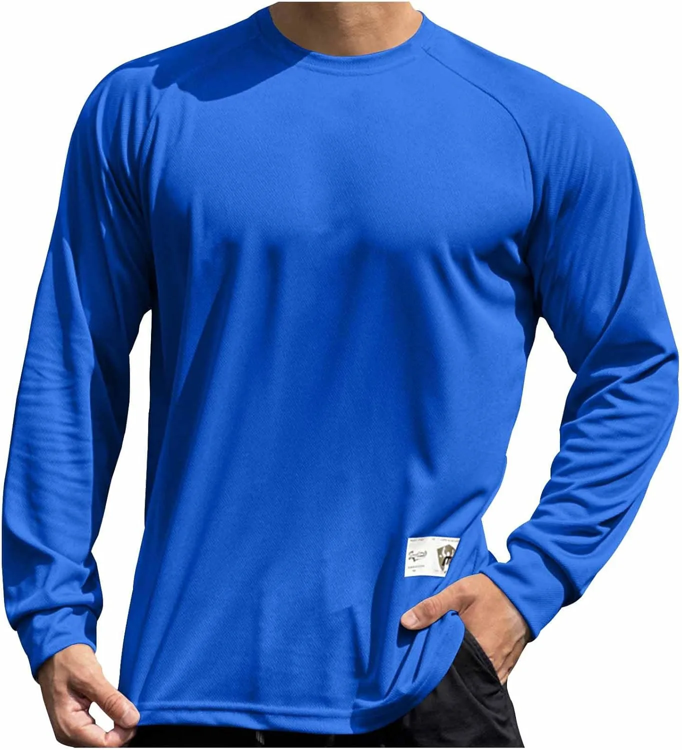 

Футболка для тренировок мужская с длинным рукавом и круглым вырезом