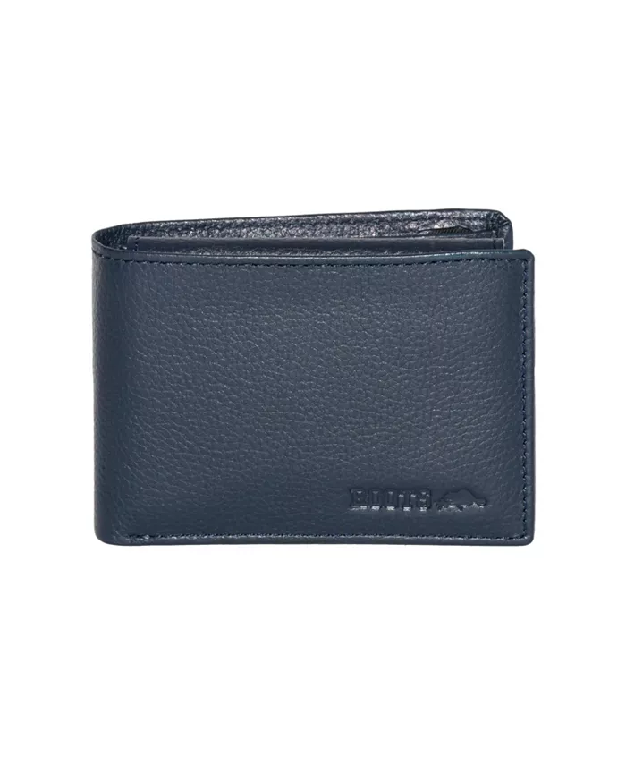 

Мужской кожаный кошелек Men Leather Slimfold с вынимаемым отделением для ID Roots, синий