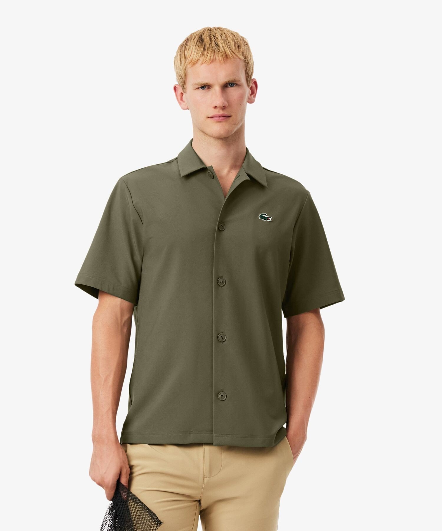 Рубашка для гольфа LACOSTE Ultra Dry на пуговицах, Olive — фото 2