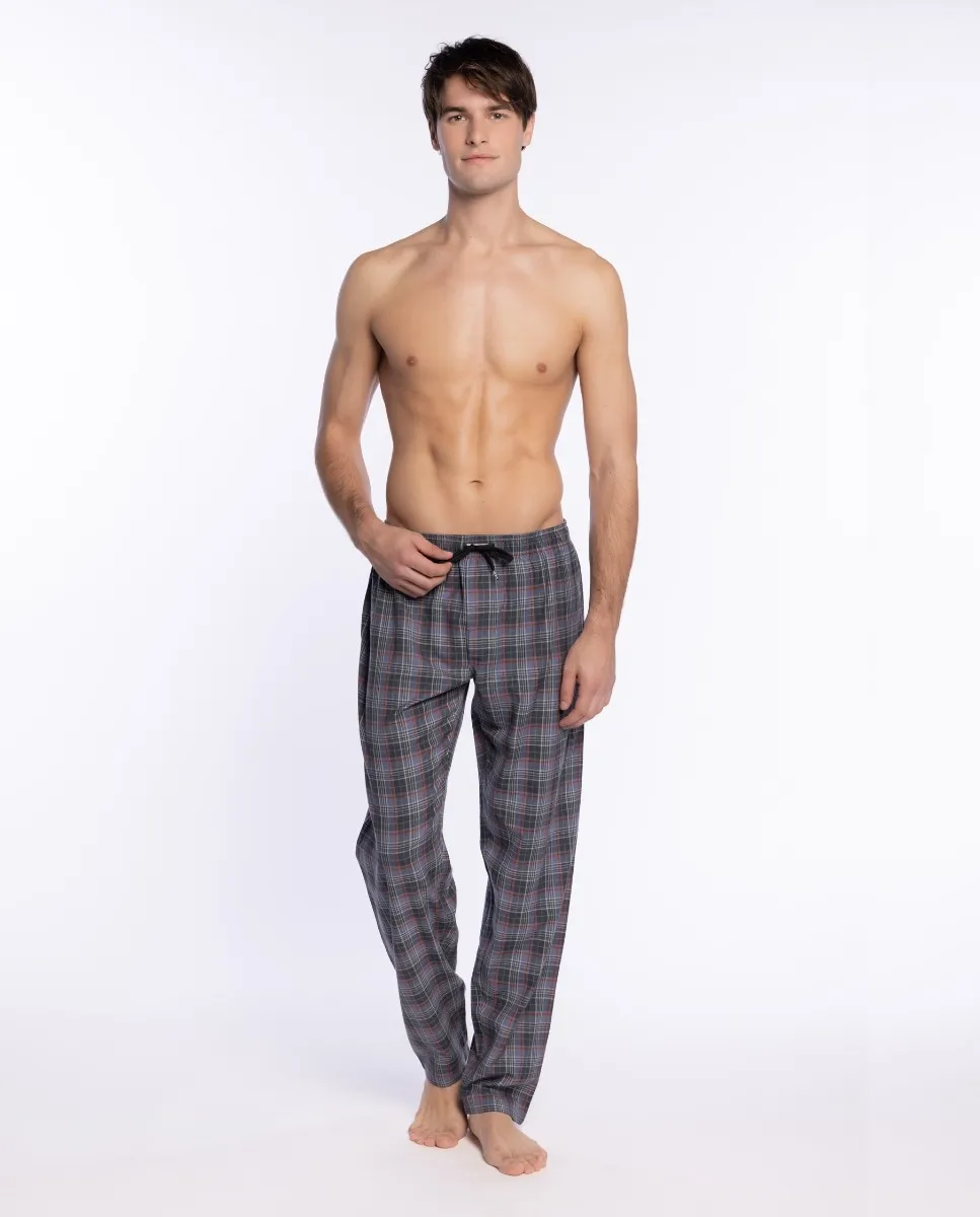 

Длинные мужские пижамные штаны из ткани Punto Blanco, синий/серый