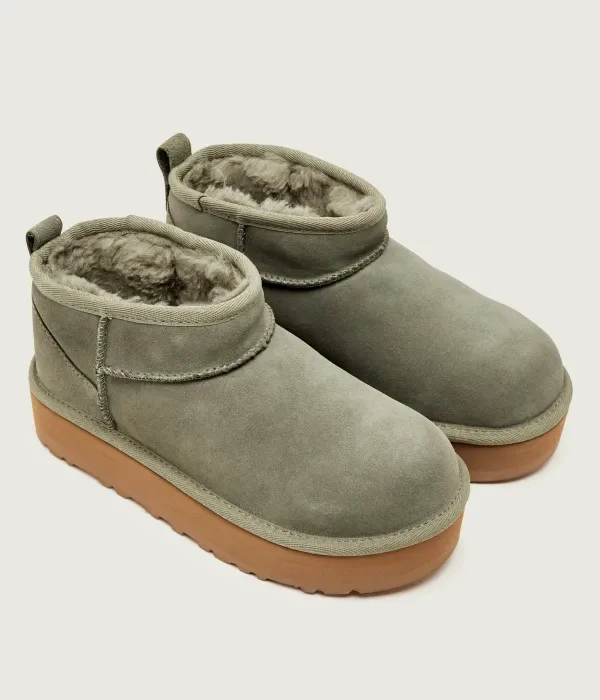 Ультраминиатюрные зимние ботинки Ugg, зеленый — фото 4
