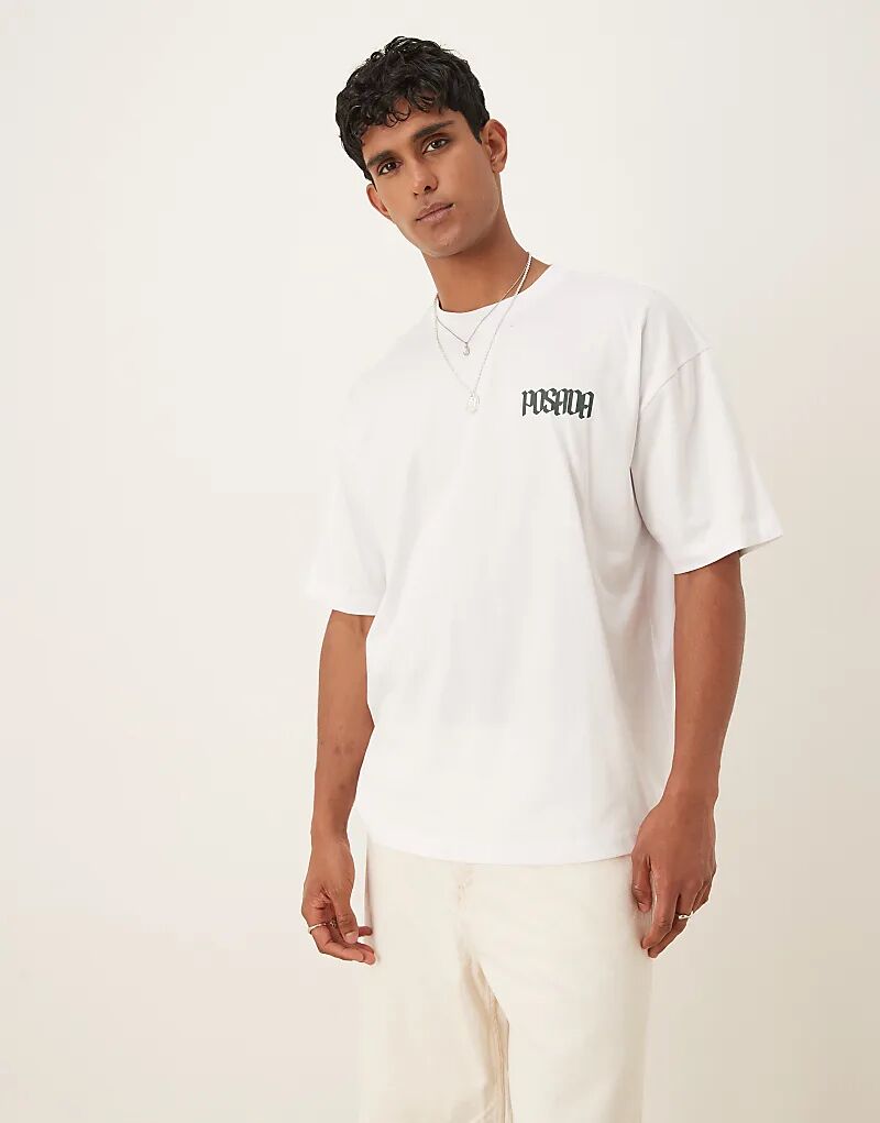 

Футболка свободного кроя ASOS DESIGN с принтом на груди белого цвета