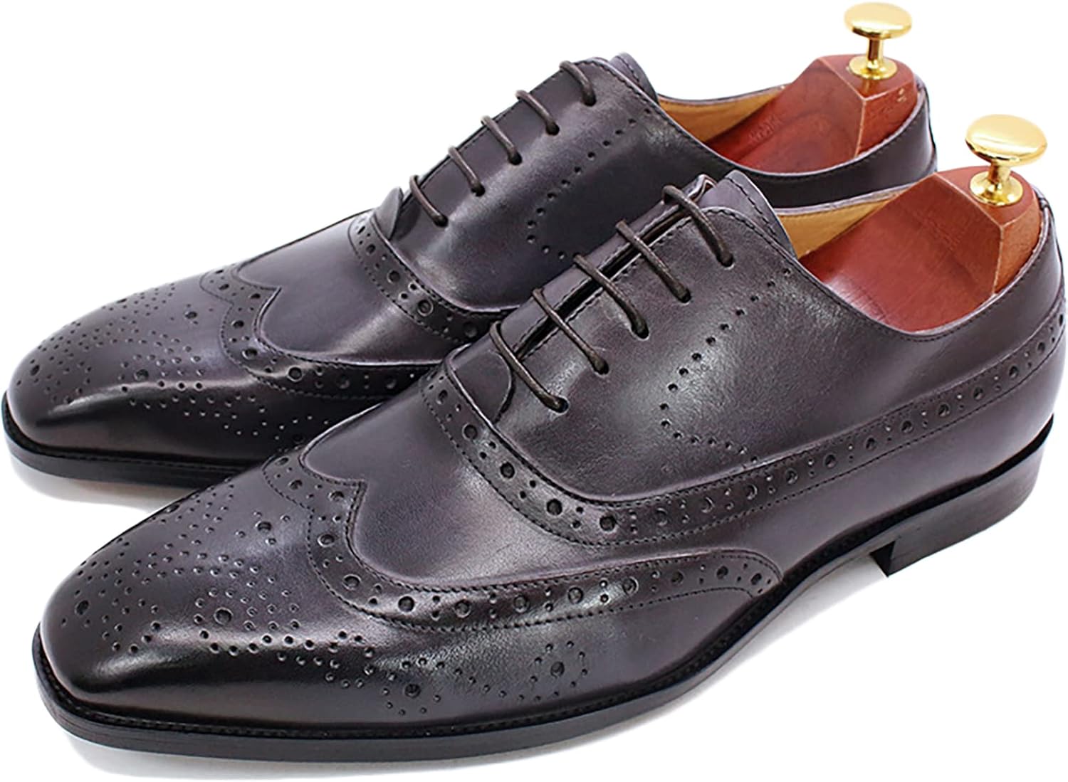 

Мужские формальные кожаные броги на шнуровке, деловые повседневные оксфорды, свадебные дерби, дышащие, серые - 43 Generic