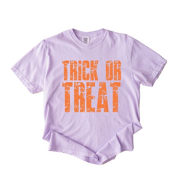 

Футболка с принтом Trick or treat, эффектом потертостей и окраской изделия Simply Sage Market, Orchid