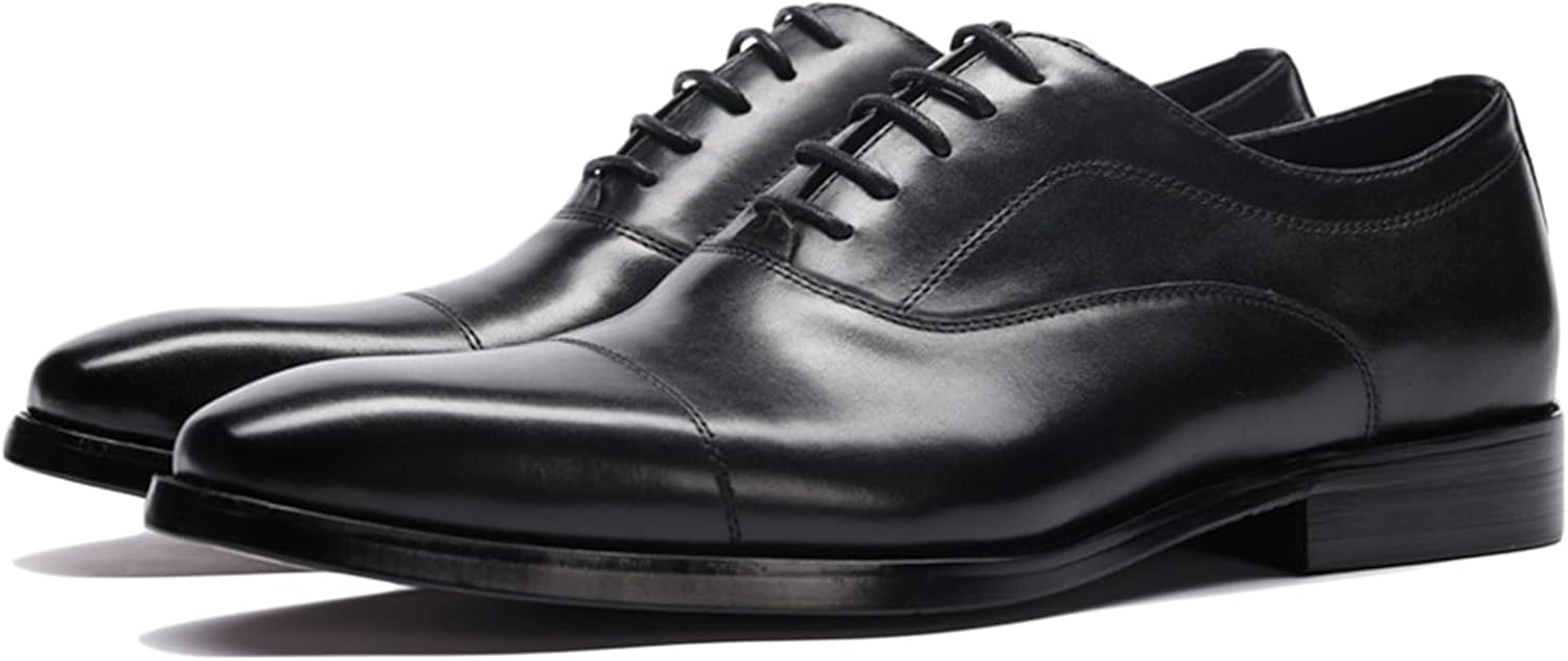 

Мужские оксфорды WKNBEU из кожи для свадьбы, шнуровка, удобные формальные деловые дерби черного цвета - США 8/Великобритания 7/ЕС 40