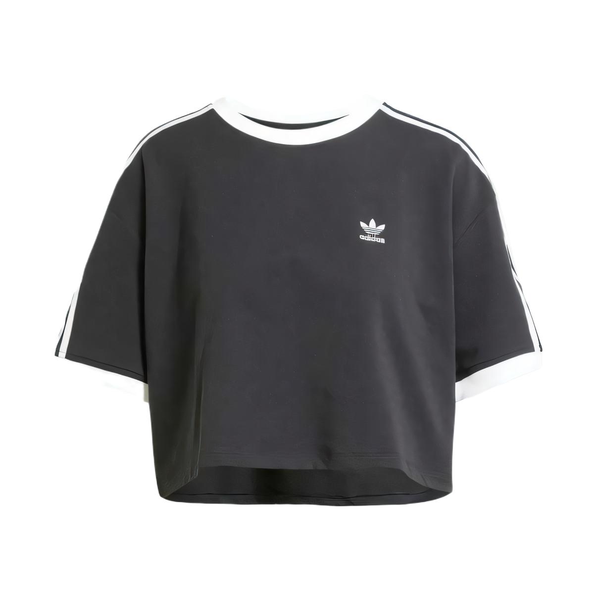 Adicolor 3 Stripes свободный кроп-топ Adidas Originals, черный — фото 3