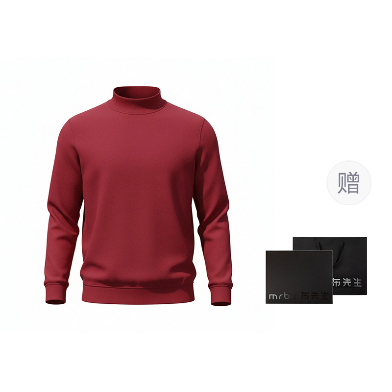 

Футболка мужская, полуводолазка, утолщенная, прямой крой Mr.Bu, [box]ancora красный-small turtleneck