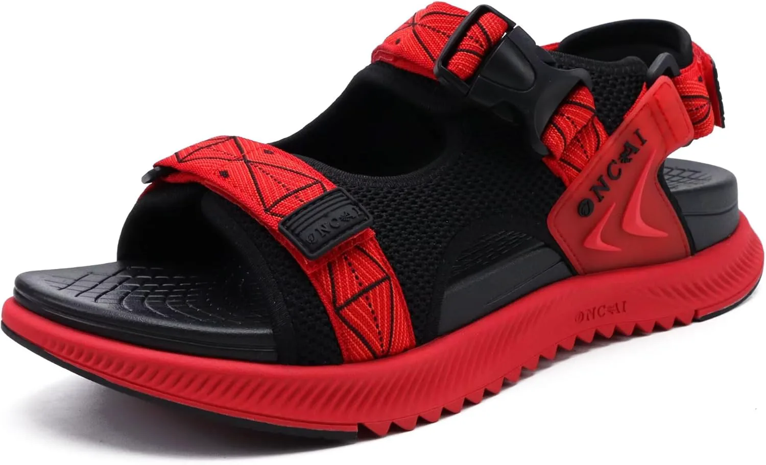 

Мужские сандалии для походов ONCAI с поддержкой свода стопы, сетчатые спортивные прогулочные сандалии, летние уличные сандалии с амортизирующей подошвой из толстой резины и восстановительные спортивные сандалии Fisherman, размеры 7-15, красный