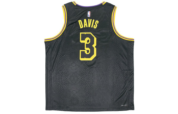 Спортивная футболка men's sw fan edition lakers davis no. 3 casual sports basketball jersey/vest black Nike, черный — фото 2