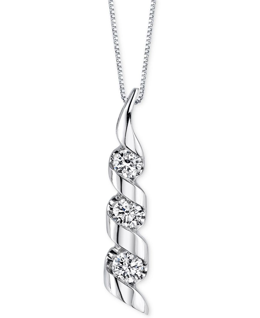 

Подвеска Sirena Diamond Swirled Pendant (1/8 карата) из белого золота 14 карат Macy's, No Color