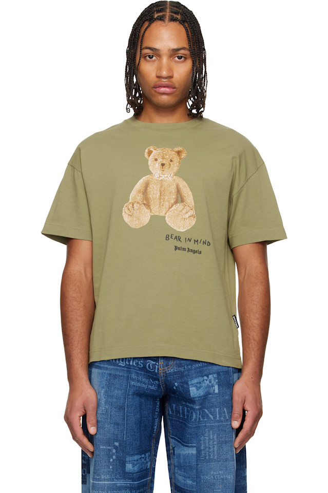 

Palm Angels Футболка цвета хаки с пометкой «имейте в виду»