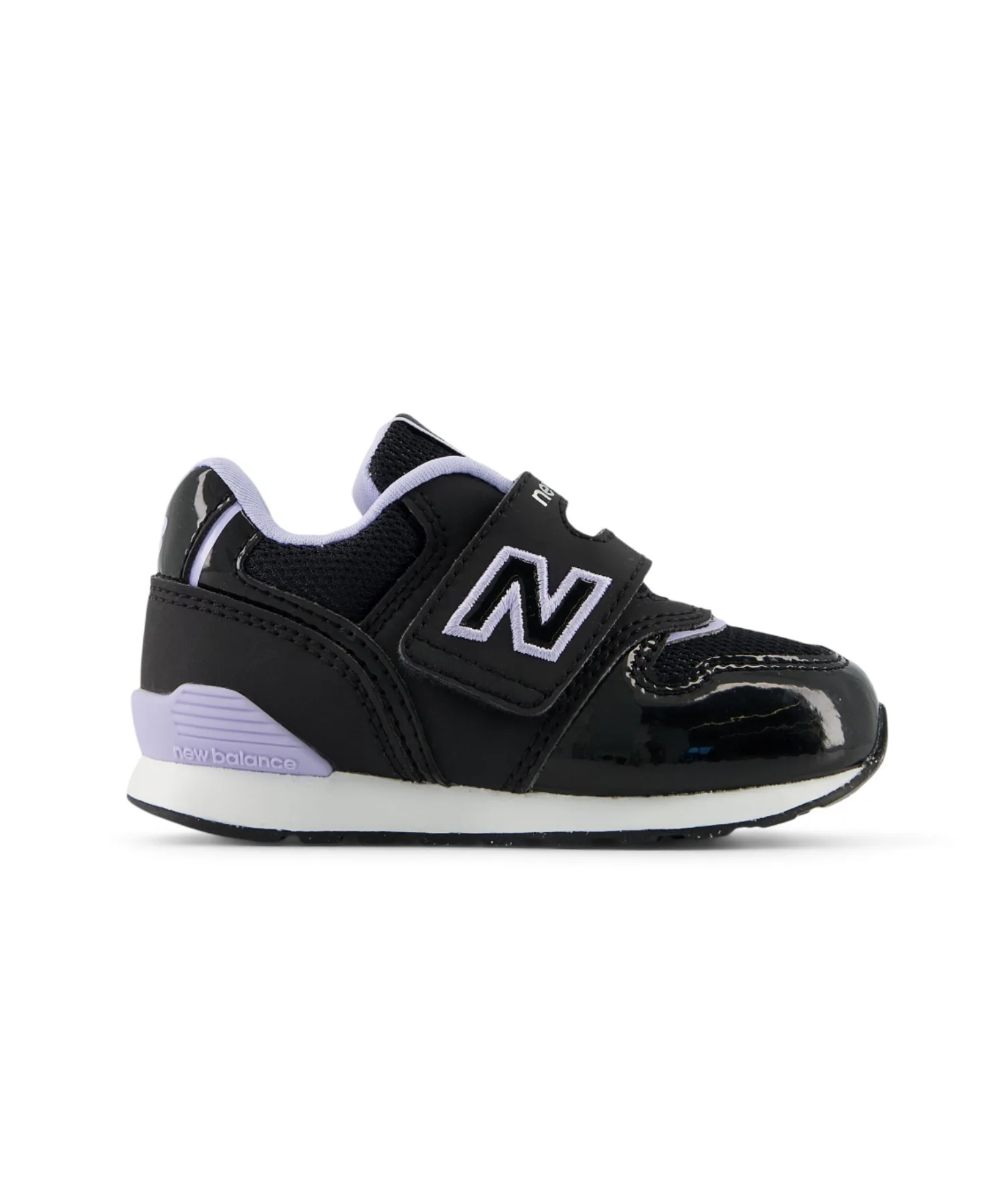 Детские кроссовки с фиксатором на липучке New Balance 996 Hook and Loop черные с фиолетовым