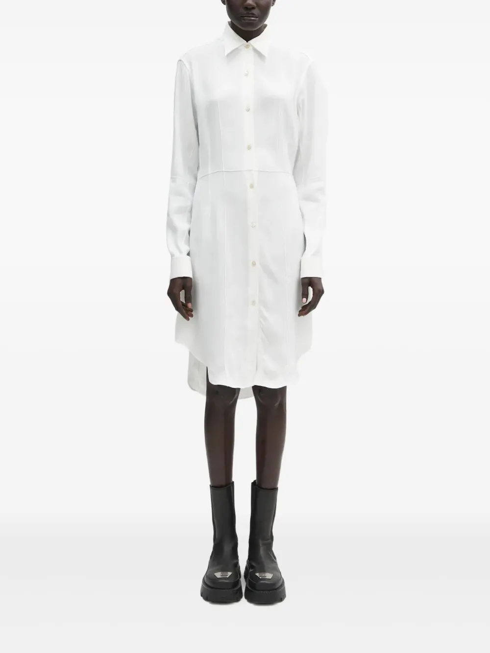 

Платье-рубашка мини с лифом хай-лоу Wales Bonner, белый