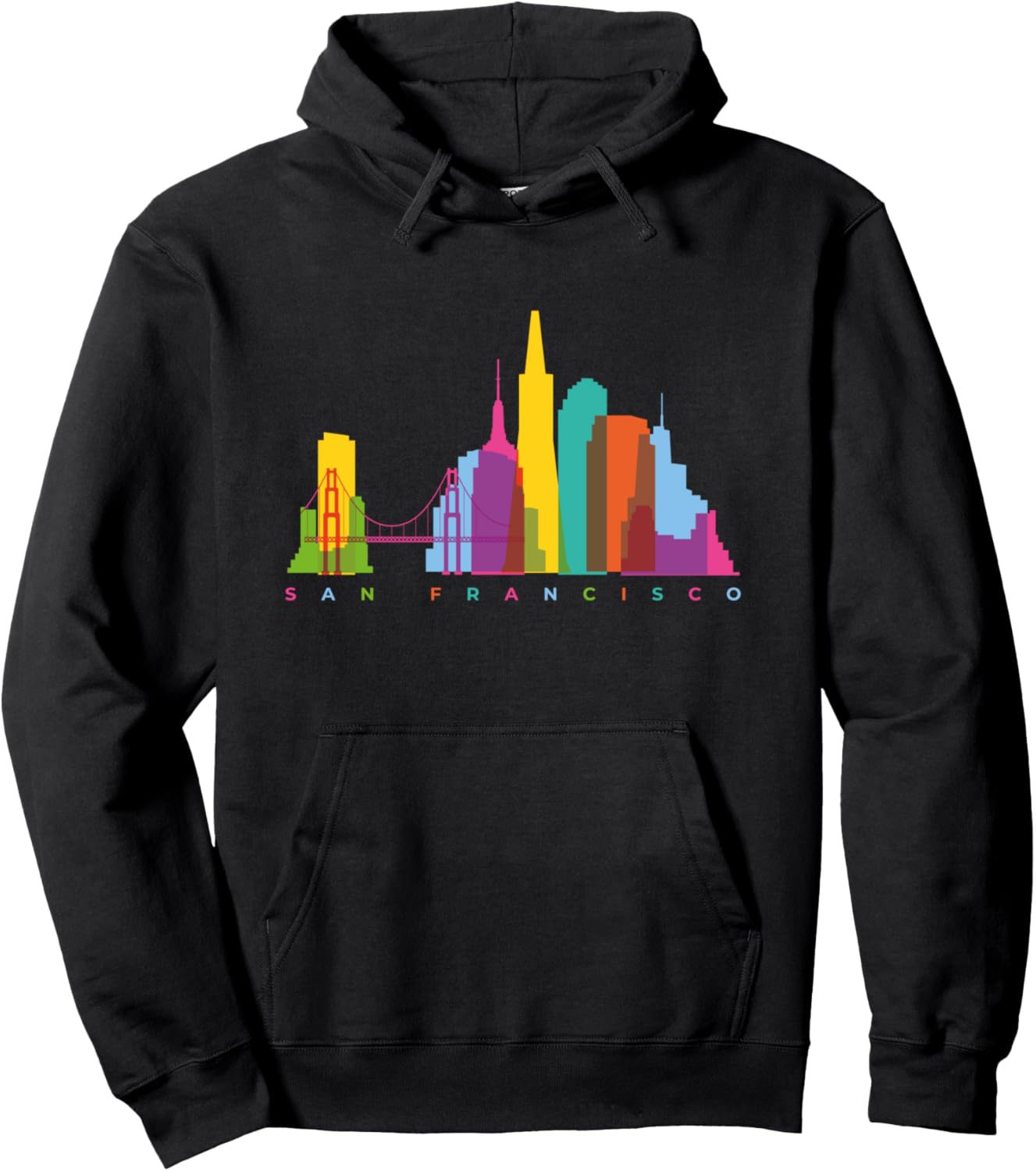 

Худи с силуэтом панорамы Сан-Франциско, Калифорния Us United States City Skylines Silhouette Outline, черный