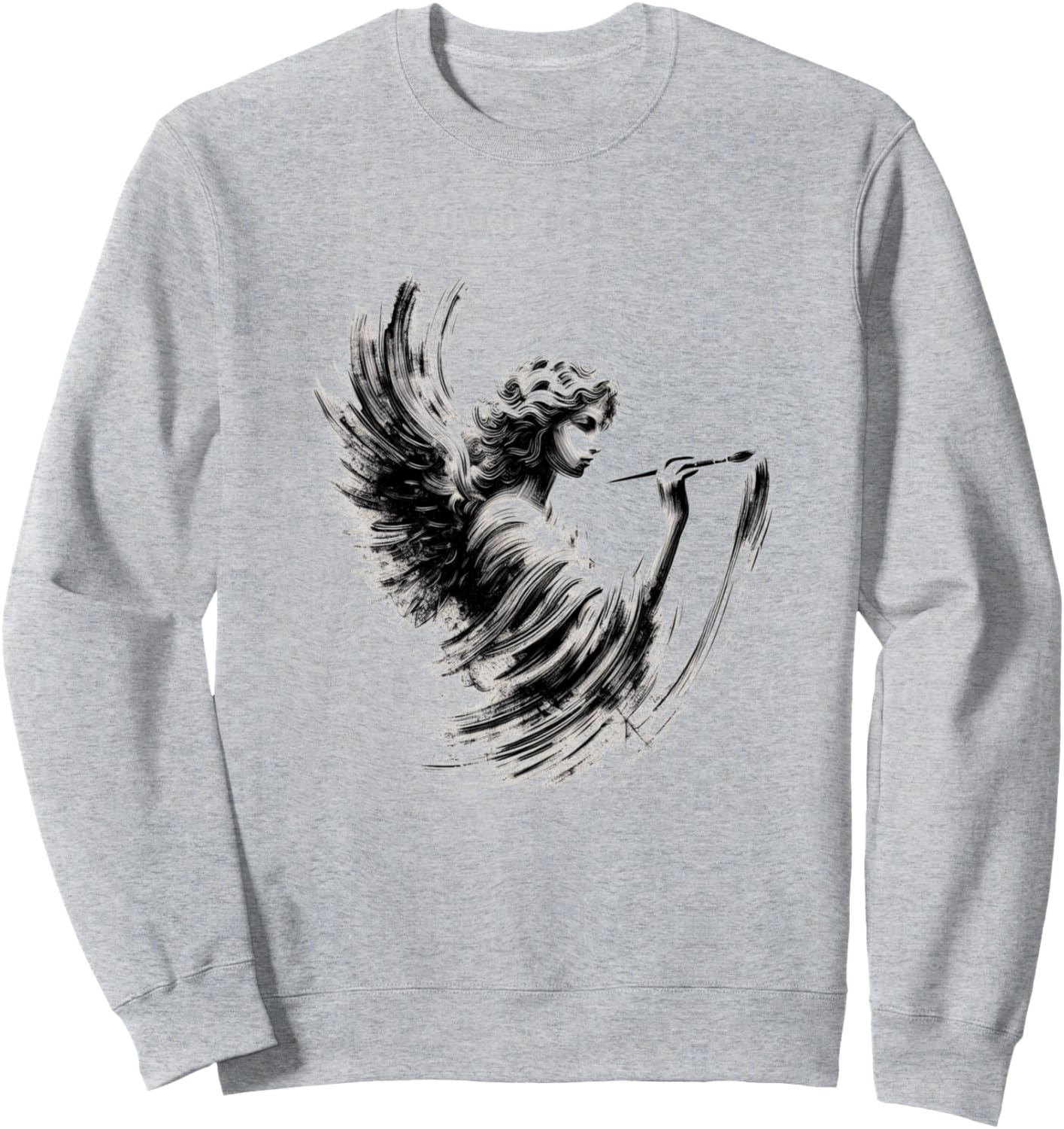 

Толстовка с изображением ангела и рисунка кистью, мотивами искусства и веры Art, Religion And Glaube Designs By Drosoman, серый