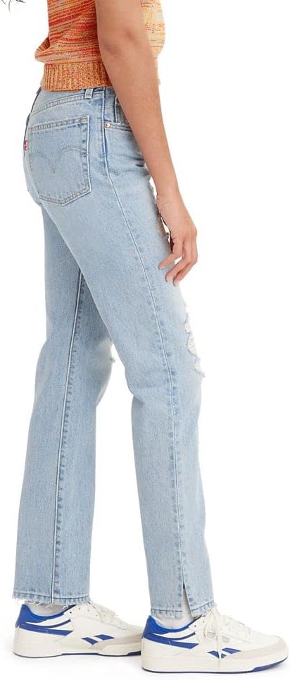 Женские джинсы Levi's Premium 501 Original Fit, однотонные, размер 32 (US 14), Light Indigo Destructed — фото 2