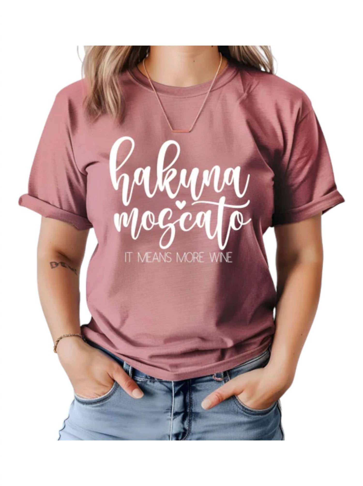 

Розовая футболка с рисунком Hakuna Moscato 123 Amore