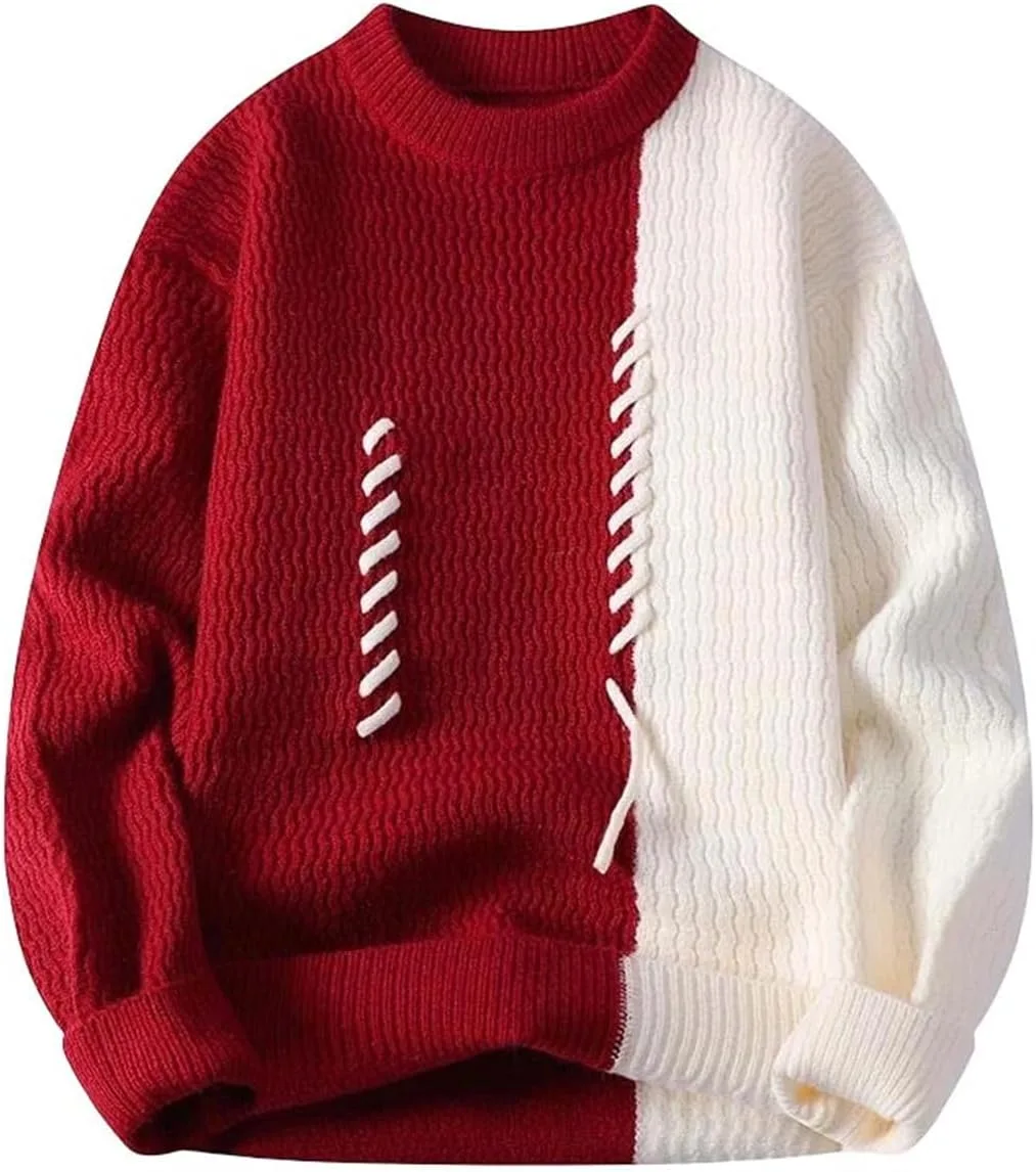 

Мужской свитер O-Neck с контрастными вставками и длинными рукавами