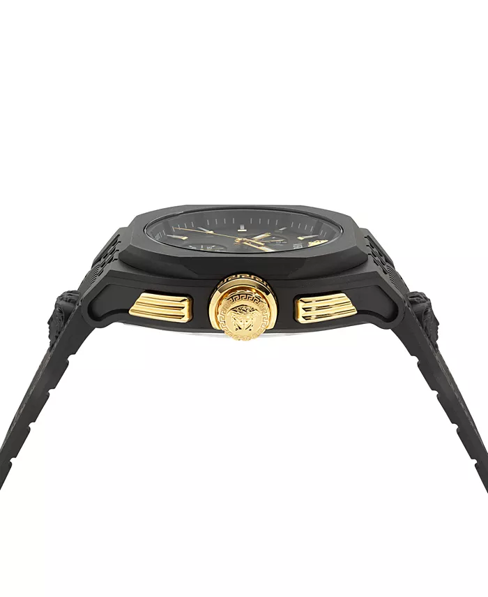 Мужские часы Swiss Chronograph с черным силиконовым ремешком, 44 мм Versace — фото 2