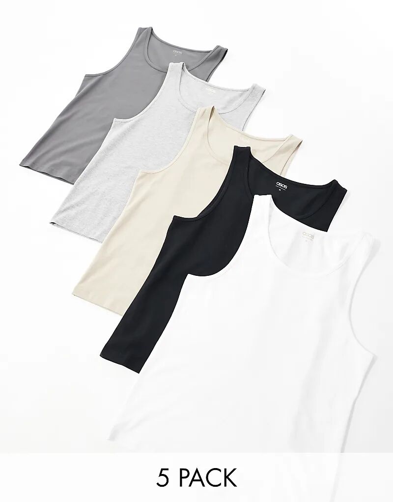 

5 упаковок топов для укрепления мышц разных цветов ASOS DESIGN