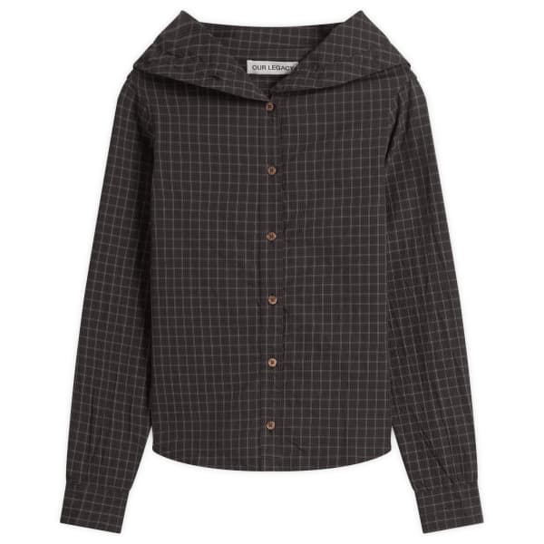 

Рубашка с широким воротом Kaonashi Our Legacy, Black Faux Lumberjack Check