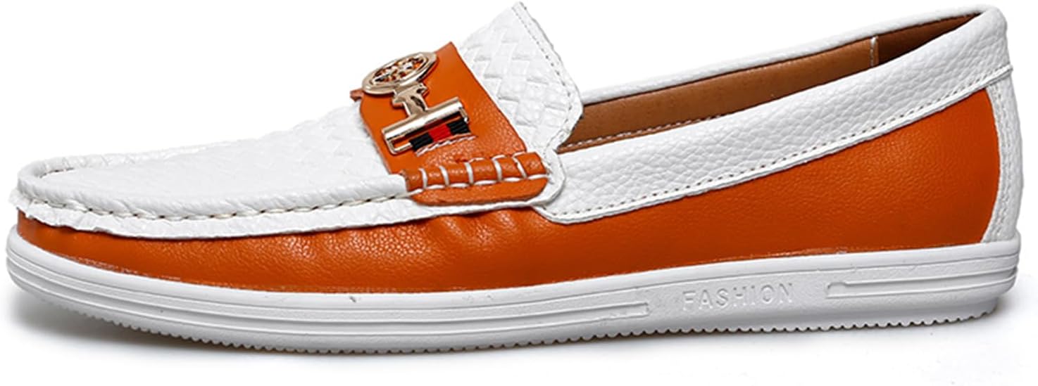 Мужские модные лоферы белого и черного цвета с плетеным узором, двухцветные кожаные лоферы на платформе, мокасины-слипоны с металлической пряжкой, комфортной подошвой, повседневные и нарядные ботинки в стиле лодочек Dacnakby — фото 2