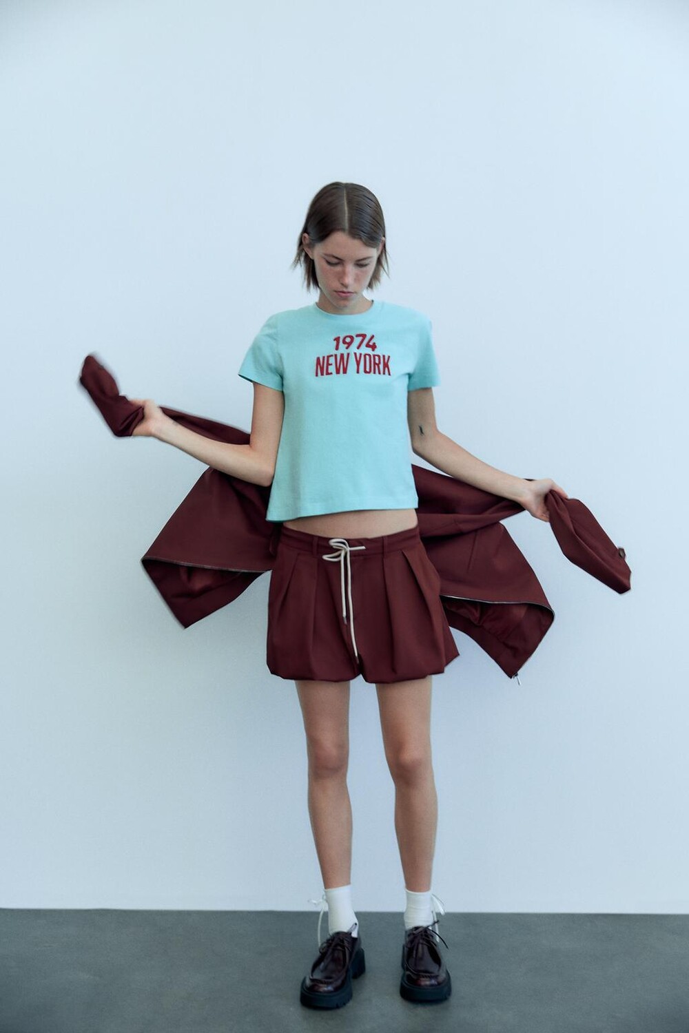 

Футболка с лозунгом ZARA, бирюзовый