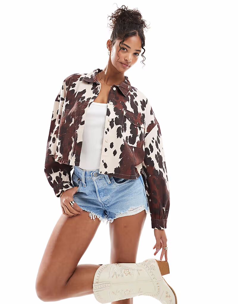 

ONLY свободная рубашка с коровьим принтом