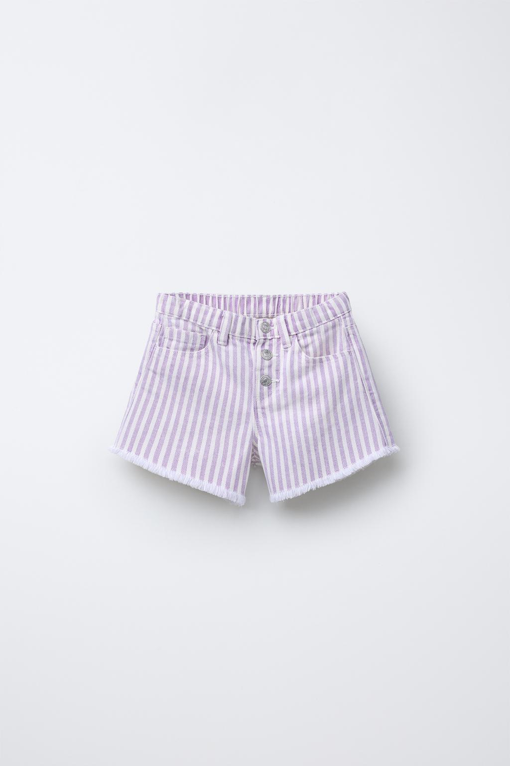 

Подходящие маме саржевые шорты-бермуды ZARA, цвет Lilac/White
