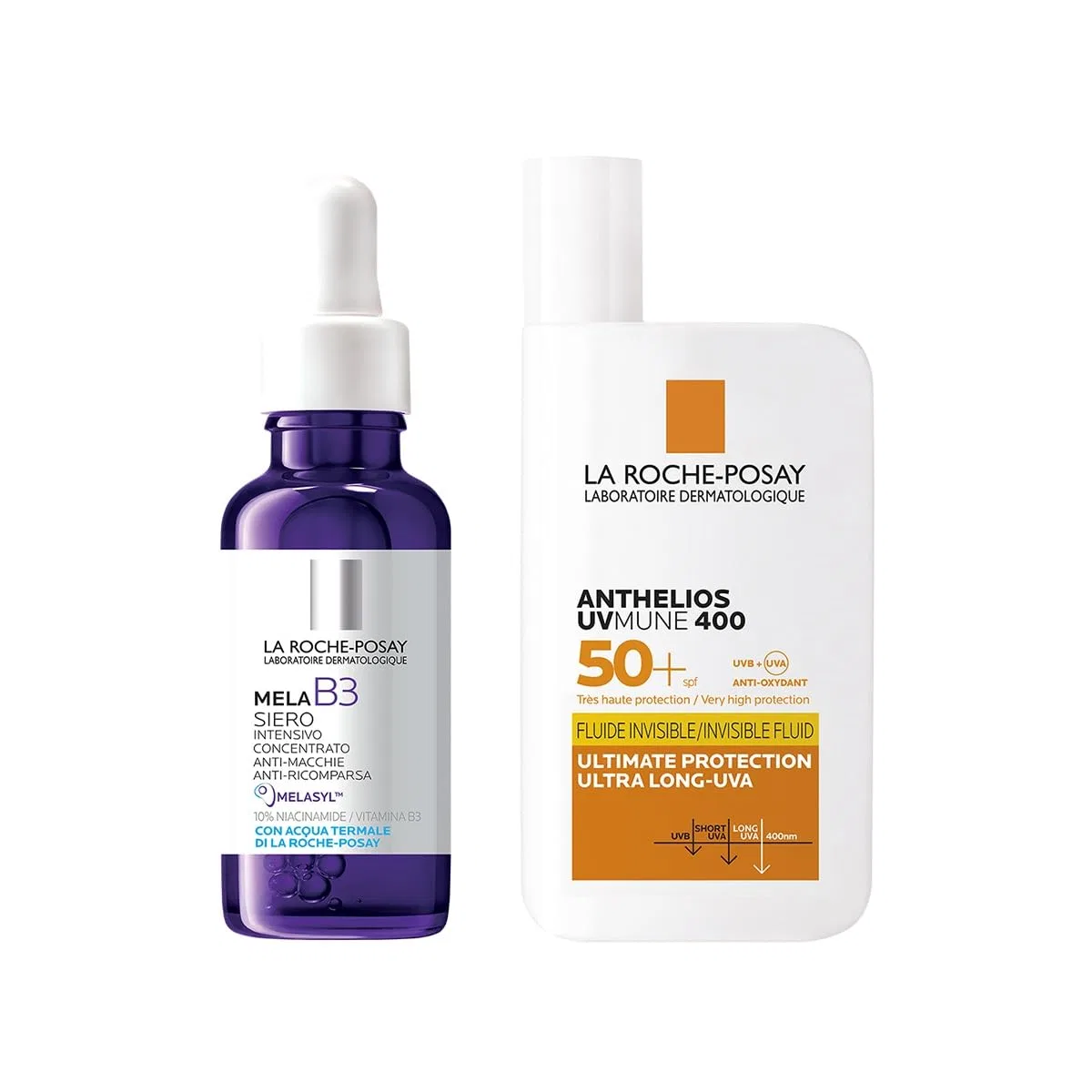 Набор для лица La Roche-Posay Mela B3 Anti-Stain Serum 30 мл + Anthelios UVMune 400 Invisible Fluid SPF50+ 50 мл La Roche-Posay