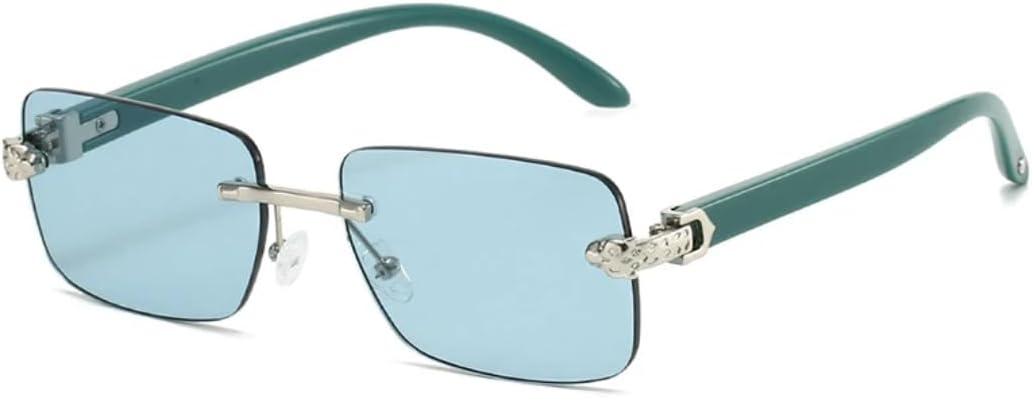 

Солнцезащитные очки для женщин и мужчин в стиле ретро, ​​без оправы, с прозрачными линзами с градиентом цвета «океан», модные, с защитой от УФ-излучения UV400 TVTBBVV, Light Green