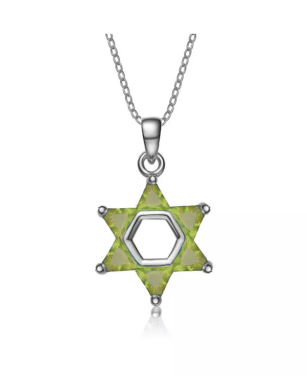 

Серебряное ожерелье с кубическим цирконием в форме маленькой звезды Давида Genevive, green