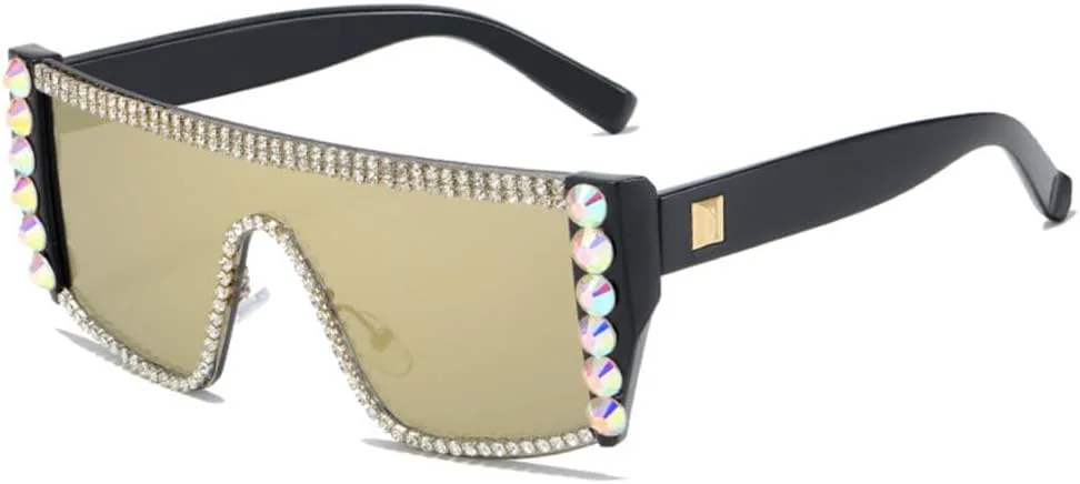

Женские солнцезащитные очки MUTYNE, цельные солнцезащитные очки в винтажном стиле с крупными стразами и плоской верхней частью, украшенные кристаллами, C6