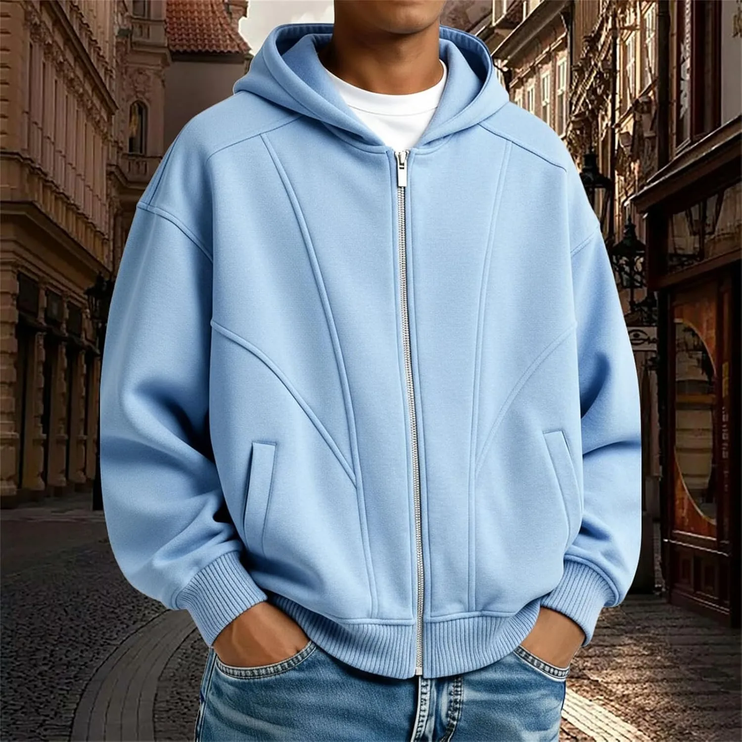 Толстовка с капюшоном Full Zip для мужчин Big and Tall, оверсайз, с карманами — фото 2