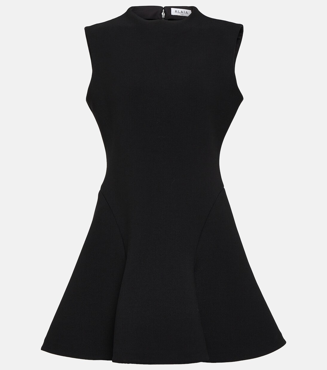 

Мини-платье трапециевидного силуэта из крепа Alaïa, черный