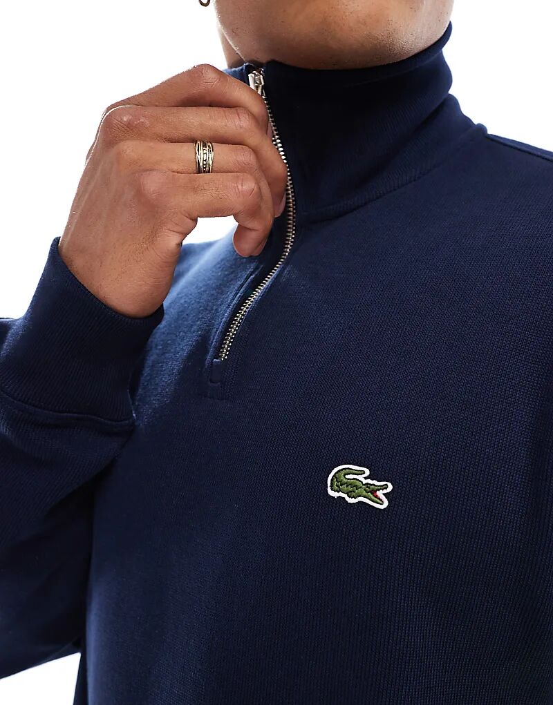 Толстовка essentials с застежкой-молнией 1/4 темно-синего цвета Lacoste — фото 3