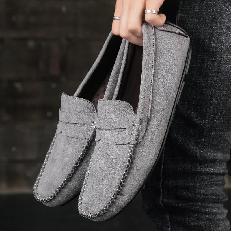 Лоферы замшевые Men's Loafers Shoes, серый SayfuR — фото 2