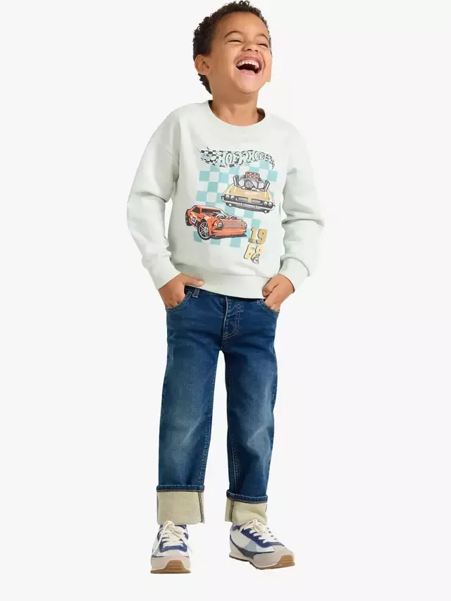 Детская хлопковая толстовка Hot Wheels, светло-бирюзовый цвет Lindex — фото 2