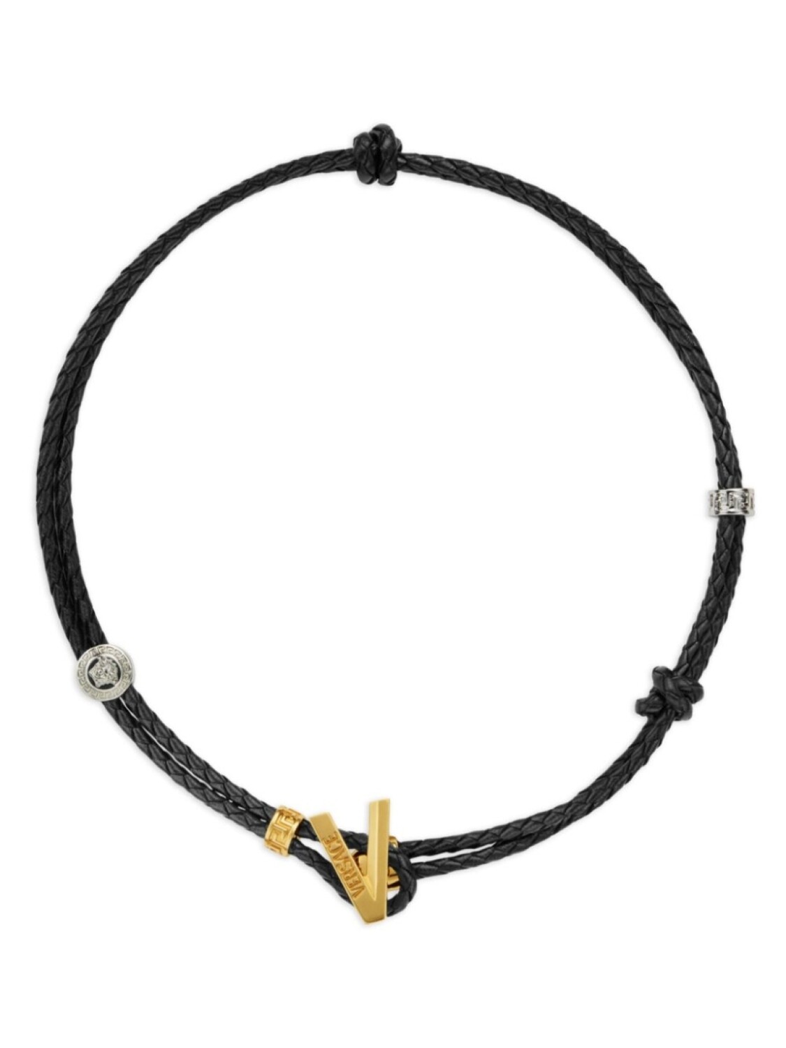 

Плетеное ожерелье с логотипом Versace, черный