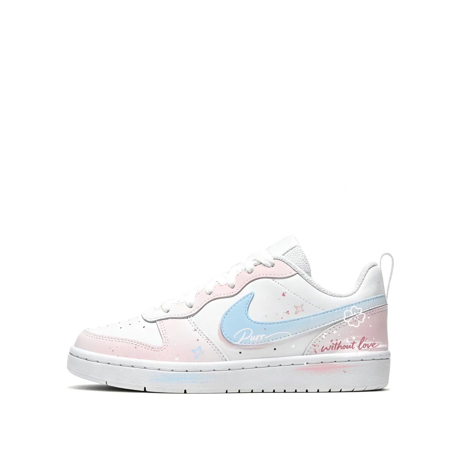 Кроссовки для скейтбординга Nike Court Borough Kids бело-сине-розовые — фото 4