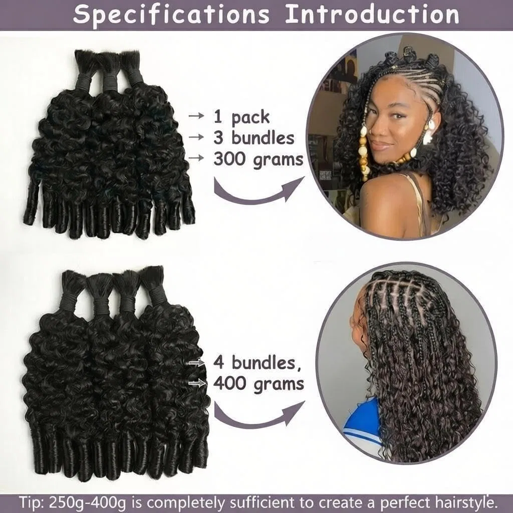 Набор париков VIPbeauty Bohemian Human Braiding Hair Burmese Curly Bulk 100 г, 1B натуральный черный, 16 дюймов — фото 4